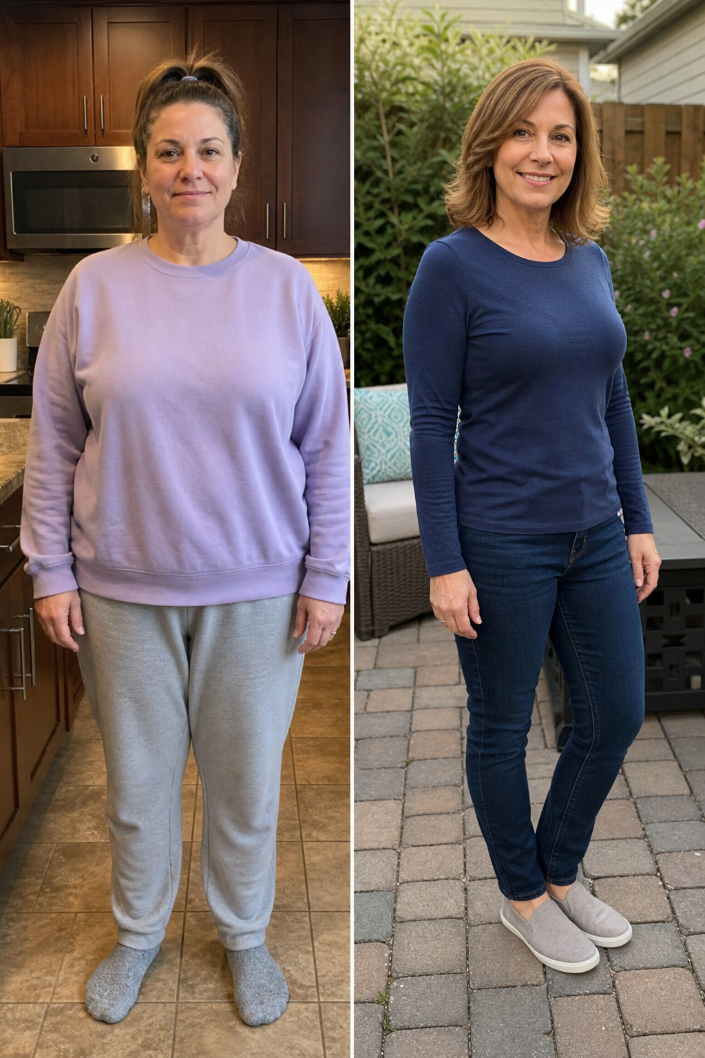 Illustrative before and after journey for Claire